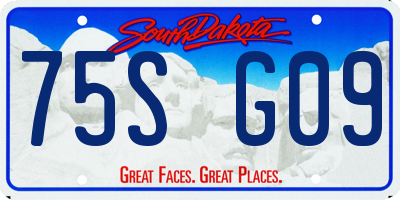 SD license plate 75SG09