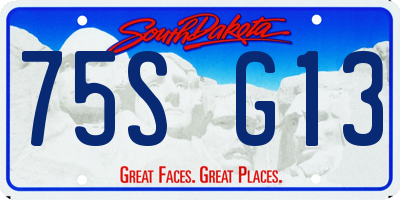 SD license plate 75SG13