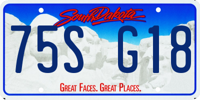 SD license plate 75SG18