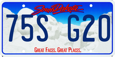 SD license plate 75SG20