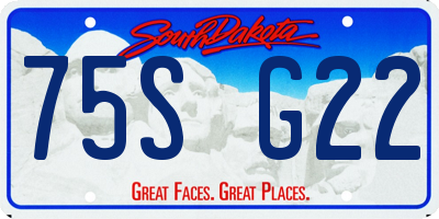 SD license plate 75SG22