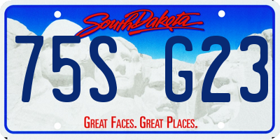 SD license plate 75SG23