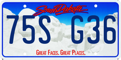 SD license plate 75SG36
