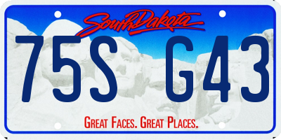 SD license plate 75SG43