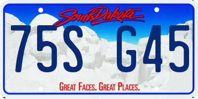 SD license plate 75SG45