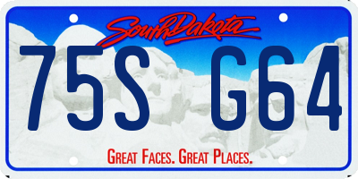 SD license plate 75SG64