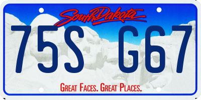SD license plate 75SG67