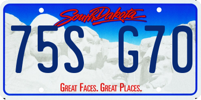 SD license plate 75SG70