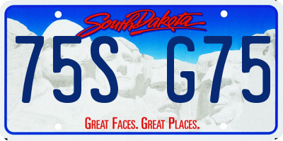 SD license plate 75SG75