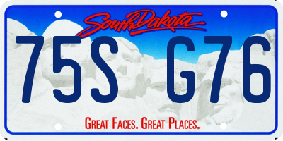 SD license plate 75SG76