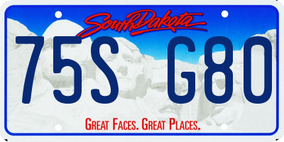 SD license plate 75SG80