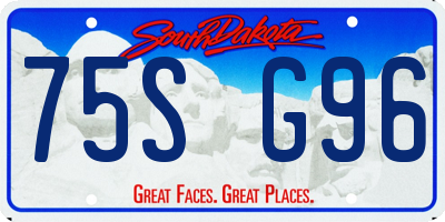 SD license plate 75SG96