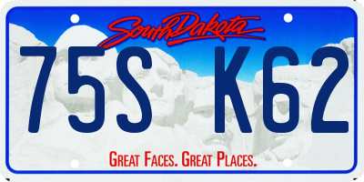 SD license plate 75SK62