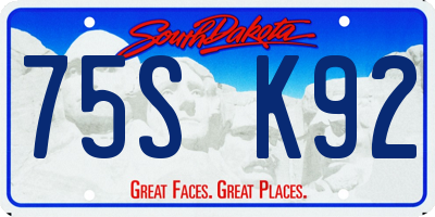 SD license plate 75SK92