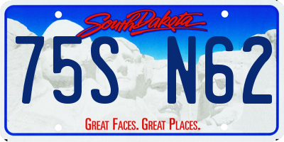 SD license plate 75SN62
