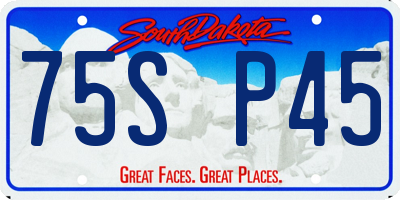 SD license plate 75SP45
