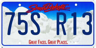 SD license plate 75SR13