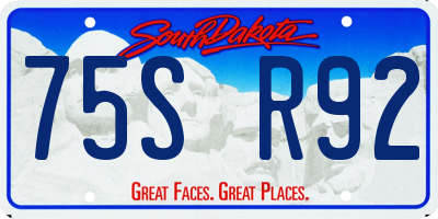SD license plate 75SR92