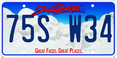 SD license plate 75SW34