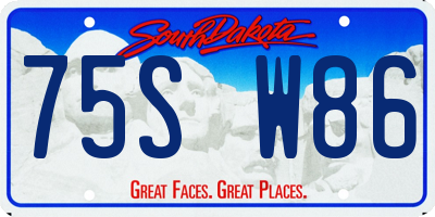 SD license plate 75SW86