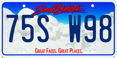 SD license plate 75SW98