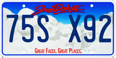 SD license plate 75SX92