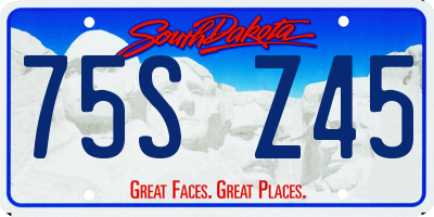 SD license plate 75SZ45
