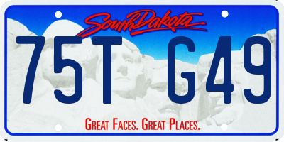 SD license plate 75TG49