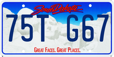 SD license plate 75TG67
