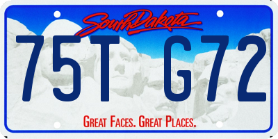 SD license plate 75TG72