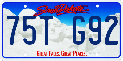 SD license plate 75TG92