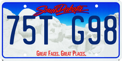 SD license plate 75TG98