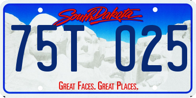 SD license plate 75TO25