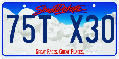 SD license plate 75TX30