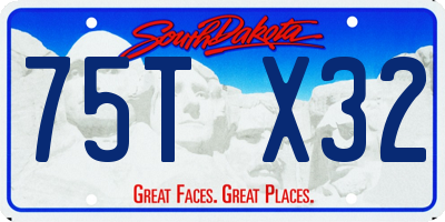 SD license plate 75TX32