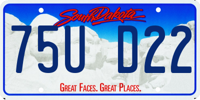 SD license plate 75UD22