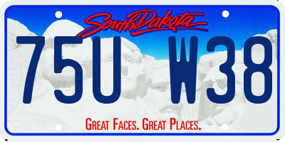 SD license plate 75UW38