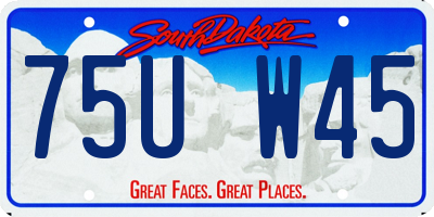 SD license plate 75UW45
