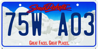 SD license plate 75WA03