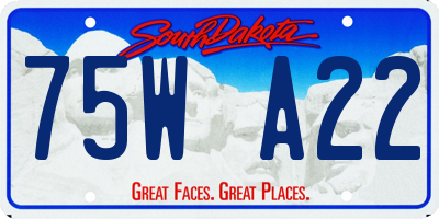 SD license plate 75WA22