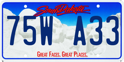 SD license plate 75WA33