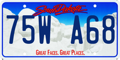 SD license plate 75WA68