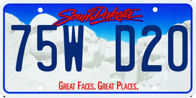 SD license plate 75WD20
