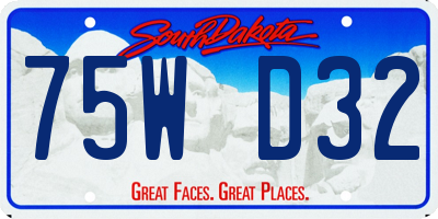 SD license plate 75WD32
