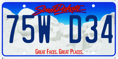 SD license plate 75WD34