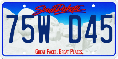 SD license plate 75WD45
