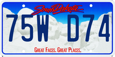SD license plate 75WD74
