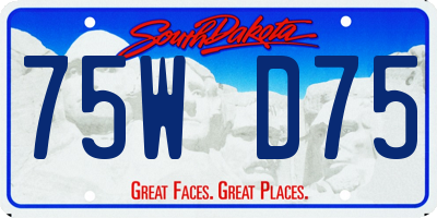 SD license plate 75WD75