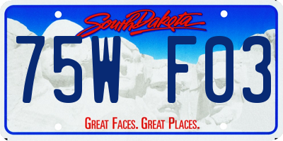 SD license plate 75WF03