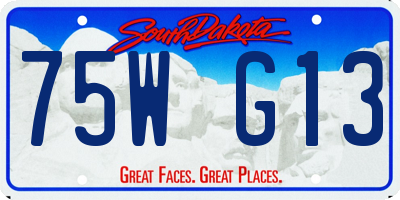SD license plate 75WG13